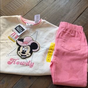 Disney Minnie Mouse Pink & Cream Girls Outfit Set